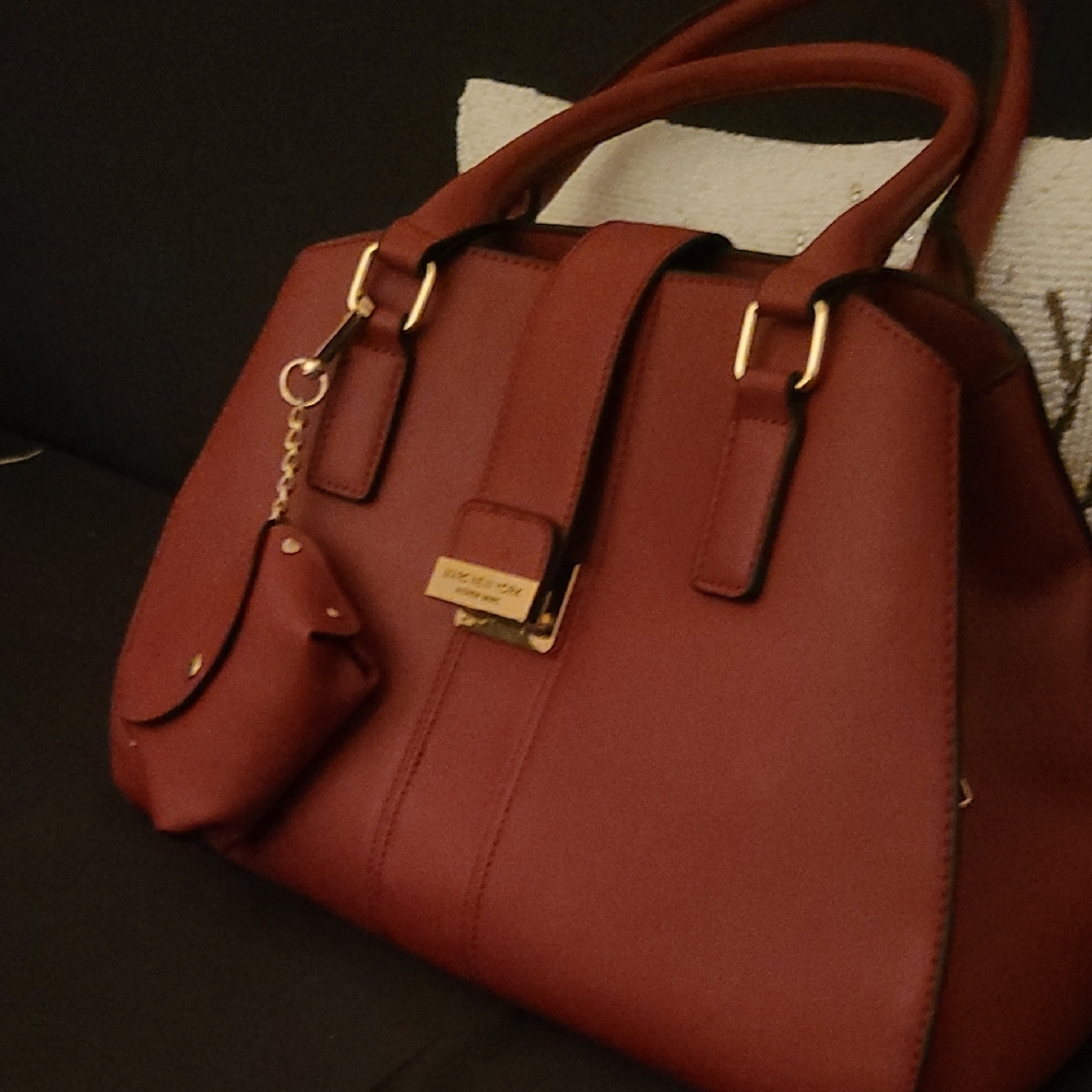 Marc New York Red Leather Satchel with Gold Hardware - Picture 13 of 14